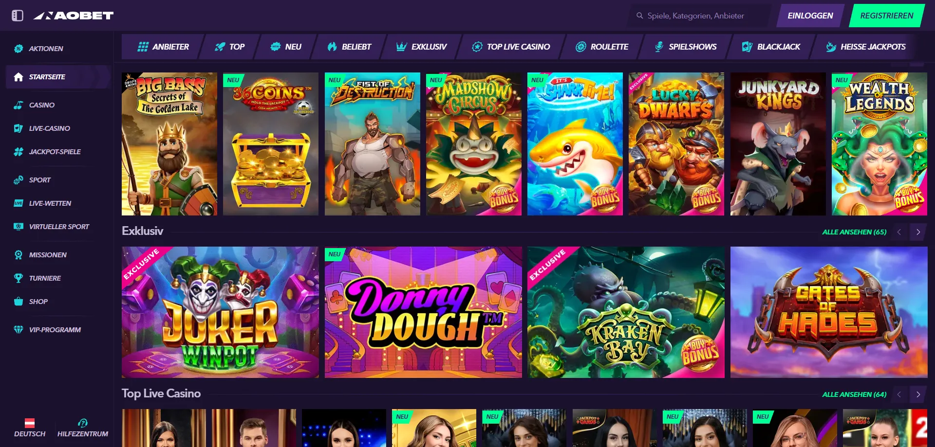 NaoBet Casino Spielangebot – über 10.000 Slots und Tischspiele